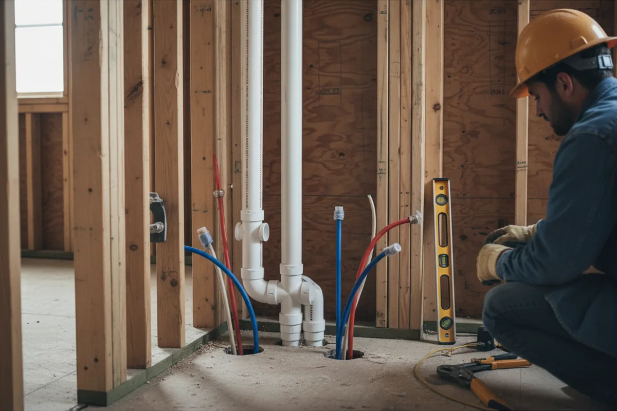 Drain and supply rough-in during Drain Cleaning in Rye